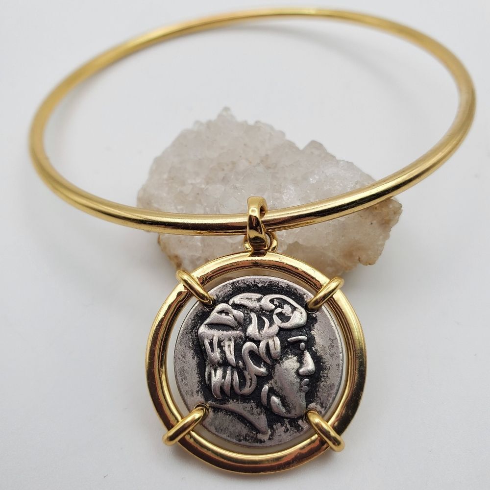 Greek god cameo medallion bracelet B1311